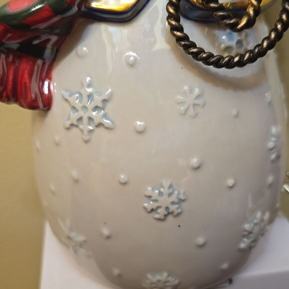 San Francisco Music Box Snowman with tree candlestick holder Christmas Music - Picture 3 of 8